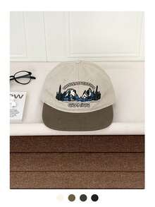 Embroidered Letter English Pattern Flat Brim Wide Brim Baseball Cap, Spring/Summer Outing, Face-Slimming, Hip-Hop, Sun-Shading Cap, Men, Skater Hippie Chicks Style - Multicolor - View 17