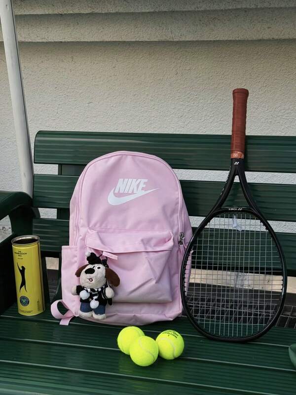  Nike Heritage Logo標誌拉鍊開合織布雙肩包男女同款情侶款粉紅色