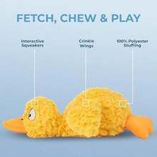 Best Pet Supplies Interactive Squeaky Dog Chew Toy, Ideal Dog Toys For Chewers, Small, Medium & Large Dogs, And Fetch Lovers - Ducky Doodle (Yellow), Large - / - Xem 3
