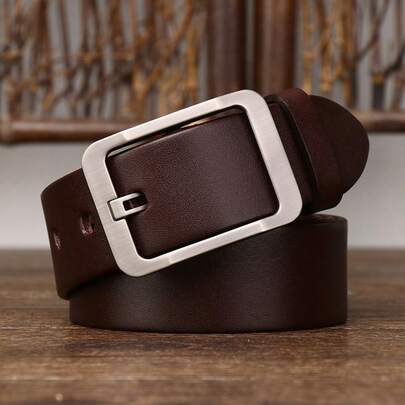 Men's Casual Reversible Belt With Large Metal Automatic Ratchet Buckle