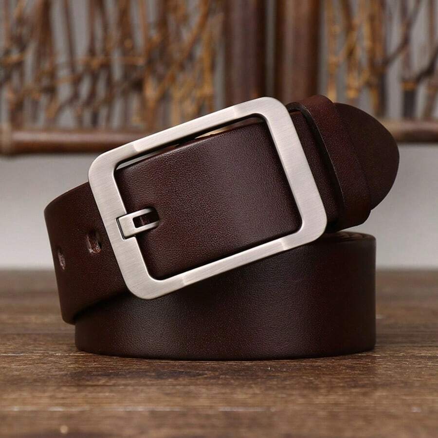 Men's Casual Reversible Belt With Large Metal Automatic Ratchet Buckle - Multicolor - View 1