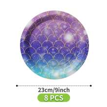 1 Set Iridescent Fish Scale Disposable Plates, Napkins And Cups, Serves 8 Guests, Suitable For Birthday, Wedding, Party, Family Picnic - Multicolor - View 7
