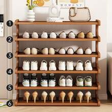 Senmeo 4/5/6-Tier Natural Wood Color Wooden Shoe Rack - Multi-Layer Freestanding Shoe Storage Organizer With Wood Grain Finish, Stackable Shoe Shelves For Entryway, Closet, Hallway, Mudroom, And Front Door, Space-Saving Narrow Shoe Organizer Fits 15-24 Pairs Of Shoes, Easy Assembly Home Storage Supplies For Renters​ - 5 lớp 70 màu nâu - Xem 8