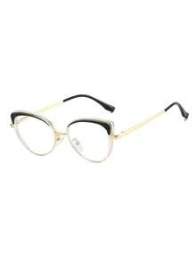 1 Pair Women's Multi-Color Cat Eye PC Frame Metal Hoop Personalized Spring Leg Contrast Color Glasses - Multicolor - View 2