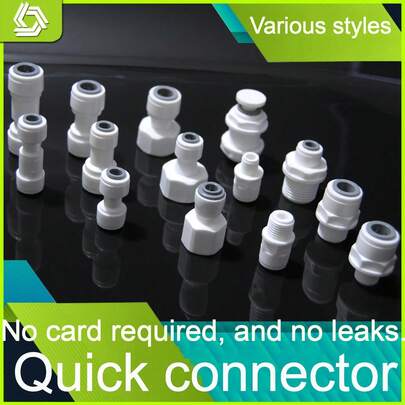1/4" Quick Connect Fittings, Including Straight Connectors, Elbow Connectors, Check Valves, And Ball Valve Switches In Various Sizes, Suitable For Water Treatment Accessories, Water Purifiers, Filters, And Reverse Osmosis Systems. 10pcs/Set.