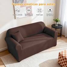 6 Piezas Fundas para Sillones Sala Universales de Seda de Leche(3 Fundas +3 Fundas de Cojín)Protector de Muebles,Ajuste Perfecto Cubre Sillones para Sala, Antimanchas y Antiarañazos Ideal para Hogares con Mascotas Decoración de Cuarto Sala-Café - Café integral - Ver 4