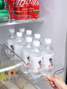 Stackable Automatic Roll-Out Design Refrigerator Cabinet Pantry Food Can Beverage Storage Rack, Clear Transparent, Space-Saving, Easy Access, Suitable For Kitchen And Apartment, Unisex Kitchen Storage Organizer - Clear - View 10