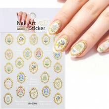 1 Sheet Gold Butterfly Bow Nail Art Stickers Adhesive Sliders DIY Monn Sun Flower Nails Polish Manicure Sticker Decals Nail Supplies - Multicolor - View 10