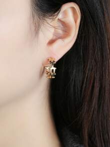 1对时尚个性设计的女士耳环，轻盈奢华，高端大气，百搭款式，适合任何场合，可作为礼物送给朋友和爱人。 - 彩色 - 查看 4