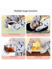 Baking Oven, Microwave Oven, Grill, And Barbecue Heat-Resistant, Insulation, And Heat-Protection Gloves. - Multicolor - View 6