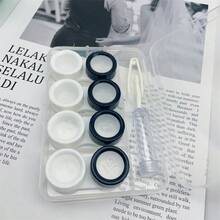 1 套简约隐形眼镜盒、护理盒、镊子、棒、夹子、收纳盒 - 黑與白 - 查看 4