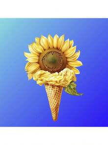 1片/2片/3片装华夫饼筒和向日葵印花布贴，可熨烫和水洗，适用于T恤、牛仔裤、毛衣、手提包、枕头、靠垫、皇后尺寸 - L - 查看 1