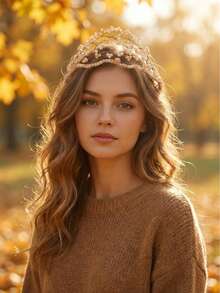 开斋节波西米亚风手工水晶串珠发箍，仙女风绕线发圈，优雅新娘婚礼派对舞会头饰（女士款） - 彩色 - 查看 6