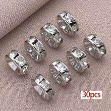 30颗18K镀金透明水晶水钻珠,直边法兰珠,金色扁平圆珠,圆片水晶金属珠,适用于DIY珠宝制作 - 彩色 - 查看 20