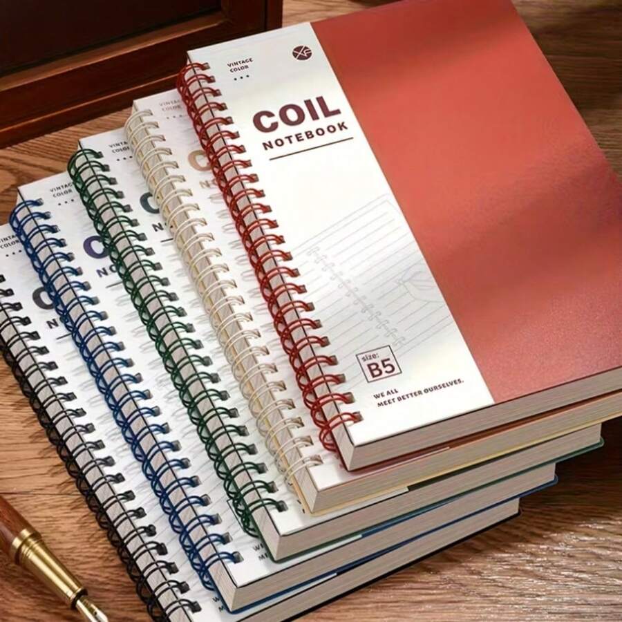 Sổ tay phong cách retro cỡ B5, 60 tờ/120 trang, giấy kẻ dòng màu kem dày và bền, giấy mịn, thiết kế tối giản, cần thiết cho trường học, văn phòng, các cuộc họp, ghi chú, viết nhật ký, phù hợp cho học sinh, giáo viên, chuyên gia, người động. - Nhiều màu - Xem 1