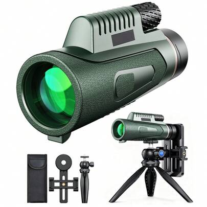 Ống nhòm đơn 10X42 mới kèm bộ chuyển đổi điện thoại thông minh và chân đế - Lấy nét thủ công, thiết kế nhỏ gọn bền bỉ, tương thích với camera điện thoại thông minh, thích hợp cho việc quan sát chim, thể thao, hòa nhạc và chụp ảnh ngoài trời.