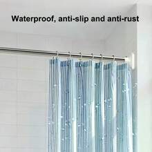 Barra de cortina de ducha y secado multifuncional telescópica ajustable de acero inoxidable sin perforaciones gruesas con antideslizante sin taladro J3BG - A4 - Ver 5