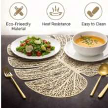 Elegant Gold Silver PVC Place Mats For Table Set Of 4 - Durable And Stylish Table Mats For Dining Room Decor - Premium Quality Place Mats For Enhanced Dining Experience - Placemat1 - View 4