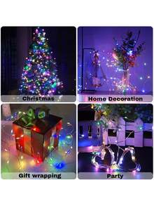 1m/3 metri/5m Luci a filo di rame per fate, alimentate tramite USB, adatte per decorazioni interne, feste, matrimoni, compleanni, periodi festivi, decorazioni per feste, atmosfera interna, illuminazione decorativa - Multicolore - Visualizzare 4