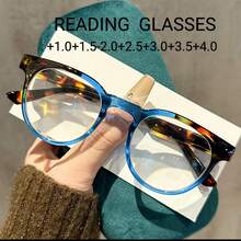 Fashionable And  Small Round Frame  Light Reading Glasses For Women - 藍色豹紋 - 查看 7
