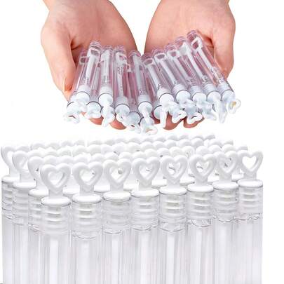 20/48/60pcs White Heart Shaped Bubble Wands, Mini Bubble Sticks Party Favors, Suitable For Valentine's Day, Wedding, Birthday Celebration, Proposal Gifts - No Bubble Fluid, Best For Valentine's Day (Empty Tube, No Bubble Liquid)