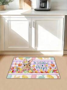 2pcs Easter Kitchen Mat Set, Happy Easter Kitchen Rug, Pink And Blue, Animal Pattern, Non-Slip And Anti-Tripping - contracted design - View 12