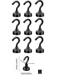 Móc từ tính chịu lực cao 50lbs, nam châm neodymium đen mạnh mẽ, kèm móc treo đồ nặng, dễ lắp đặt, không cần khoan. Móc từ tính siêu mạnh, lực hút cực mạnh, thích hợp cho tủ lạnh, nhà bếp, tủ đựng đồ, văn phòng, trường học. Phụ kiện thiết yếu để sắp xếp nhà cửa. - màu đen - Xem 15