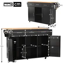 139x46 (71) X91.5cm Large Trolley / Dining Table, Solid Wood Case + Panel, Folding Panel, Wheel, Replaceable Solid Wood Leg, Suitable For Dining Room, Kitchen, Multicoloured Optional. - Black - View 10