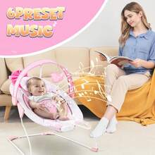 Portable Baby Bouncer For Infant,Modern Baby Bouncer Seat,Infant Bouncers With Music For Babies 0-6 Months Up To 20 Lbs - Pink Bow - View 6