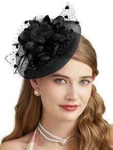 1件女士复古20、30、50年代风格头饰，配有蝴蝶结、花朵和面纱，适合婚礼、下午茶派对等场合。 - 彩色 - 查看 17