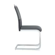 Set Of 2 Modern Dining Chairs, PU Faux Leather And Linen, Padded Side Chairs, Kitchen, Dining Room, Office Chairs, Black, Grey. - Grey - View 5