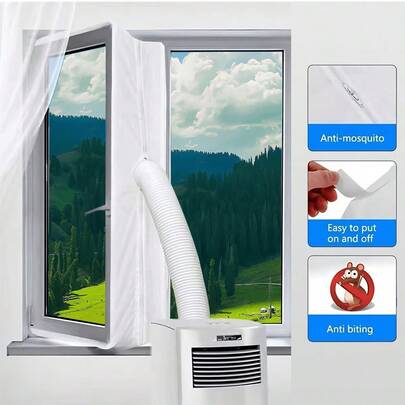 1 pieza Tela de sellado de ventana, accesorio de tela para aire acondicionado portátil y secadora, tira de sellado de ventana universal de manguera única o doble (disponible en 3m, 4m, 5m), adecuada para varios dispositivos de aire acondicionado portátiles