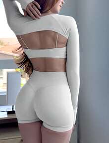 VOYJOY Women Workout Gym Impact Shorts Elieen Hidden Scrunch Butt Lifting Mid Low Waist 4.5" Seamless Shorts  Gym Shorts Black Shorts  Gym Shorts For Women Summer Women Clothes Pink Shorts  Summer Shorts For Women - 羽毛米 - 查看 7