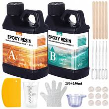 SMI Fine Kit Resin Epoksi Rasio 1:1, Set Resin Transparan Anti-Menguning, Cetakan Pengecoran, Seni Perhiasan DIY - Kuning + Hijau - View 15