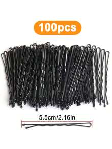 100/200/300pcs Black Line U-Shaped Hair Clips, Women Wavy Hair Clips, Hair Accessories - Multicolor - View 11