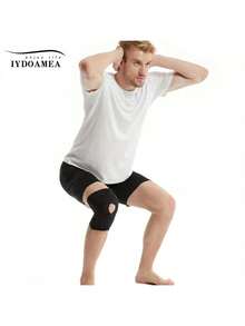 IYDoaMea 1PC Knee Compression Wrap Brace - Breathable Adjustable Knee Support With Side Stabilizers, Anti-Slip Sleeve For Men Women, Joint Pain Relief & Injury Recovery, Ideal For Sports Fitness Daily Wear (Order A Size Up) - Black - View 8