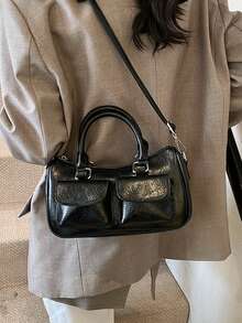 Fashionable Casual Minimalist Lightweight Shoulder Bag - Black - View 2