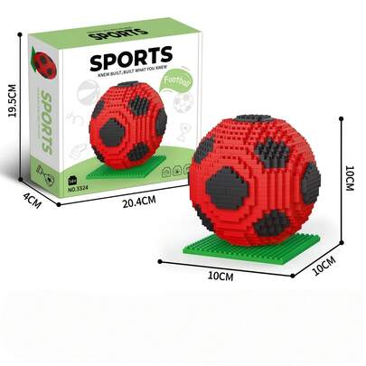 900 Stücke kreatives Fußball Bauklötze Set, Fußball Fan Dekoration, aus ABS Material, Erwachsenen Stressabbau Spielzeug, ideal als Geschenk für Sammlungen, Weihnachten, Halloween, Thanksgiving, Geburtstag
