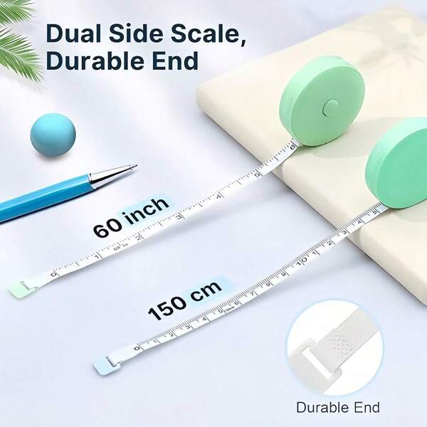 3pcs/2pcs/1pc Portable & Stylish Mini Leather Measuring Tape, Suitable For Measuring Clothing Size, Body Measurement, 60 Inch/1.5M Double-Sided Flexible Ruler, Fabric, Sewing, Weight Loss, Fitness, Gym, Home Workout, Sports Accessories