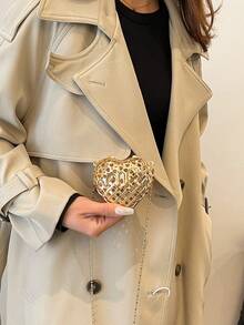 Luxury Rhinestone Embellished Handbag & Mini Cosmetic Box - Gold - View 5