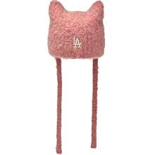 MLB Embroidered Fashion Knit Beanie With Ear Flaps - Versatile Warm Hat - Pink - View 7