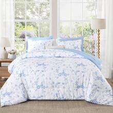 Luxudecor Floral King Comforter Set 7 Pieces Bed In A Bag, Blue Rose Romantic Flower Bed Set, Soft Reversible Comforter With Sheet Set 104"X90" Home Decor Room Decor Bedroom Decor Bed Comforter Set Mothers Day Gift Wedding Decorations. - 藍色-1272 - 查看 10