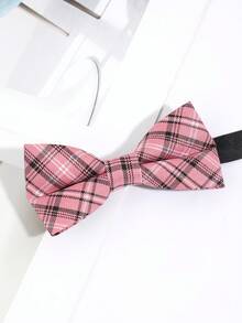 1件男士时尚格子条纹图案JK双层蝴蝶结，适合派对、日常、学校、旅行和搭配 - A - 查看 6