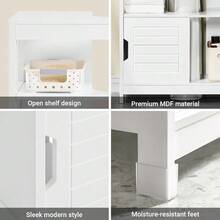 Mueble para Baño Armario Baño Lavabo Mueble Bajo Lavamanos Armario Organizador Pedestal Sink Cabinet Ideal para Almacenamiento y Organización del Baño FRG128-II-W (Desagüe al Suelo) - Desagüe al suelo - Ver 5