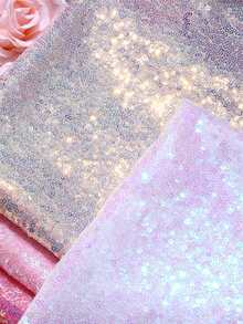 1 pieza de tela brillante con lentejuelas de 3mm de colores, adecuada para decoración de fondo de boda, alfombra, confección de vestidos DIY, material brillante - A - Ver 3
