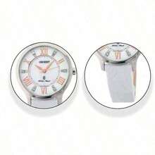 Orient 女士优雅水晶水钻石英模拟手表，休闲防水银色表壳，女士礼物 - 白色 - 查看 2