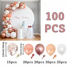 20/40/65/100个玫瑰金亮片乳胶气球混合金属哑光气球套装，适用于婴儿派对、婚礼、订婚、单身派对、情人节、新娘送礼会、生日派对装饰 - 玫瑰金 - 查看 13