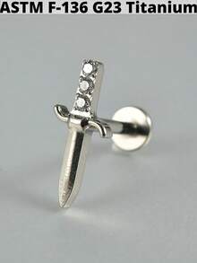 1件装 CZ 方形钛金属内螺纹花朵形耳骨耳环，16G 人体穿刺饰品 - 如圖 - 查看 21