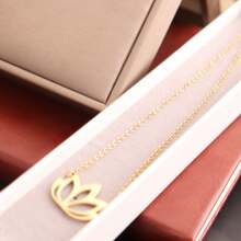 Lotus Flower Pendant Necklaces Women Stainless Steel Unalome Pagoda Charms Chain Necklace Yoga Amulet Jewelry Gifts - Gold - View 6