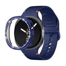2件套闪亮保护壳，兼容三星Galaxy Watch 8 40mm/44mm (2025) 配件，钻石边框硬质PC保护套，适用于Galaxy Watch 8，运动表带兼容三星Galaxy Watch 8/8经典表带 40mm/44mm (2025) - 无缝隙硅胶软防水Galaxy 8表带，男女通用 - 矽膠 - 查看 12